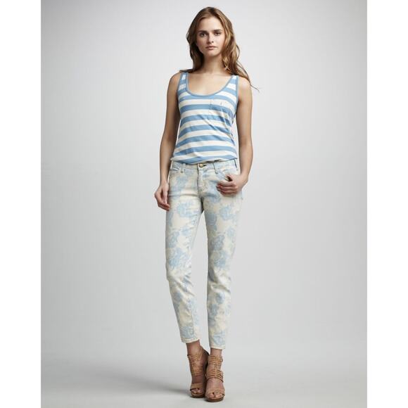 Current Elliott Blue Rose Skinny Jeans Floral Print The Stiletto Low Rise 26 - Picture 2 of 9